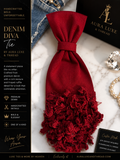 Denim Diva Tie in crimson with frayed ruffle detail by Aura Luxe And Thread