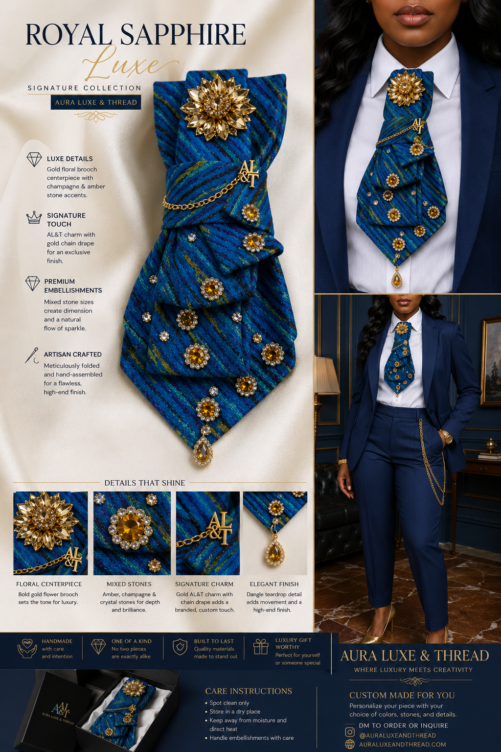 Ivory Statement Tie by Aura Luxe and Thread