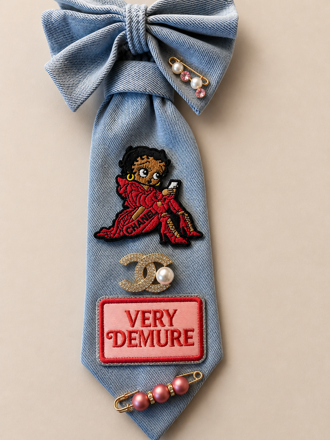 Betty Boop Blue Jean Demure Tie by Aura Luxe And Thread